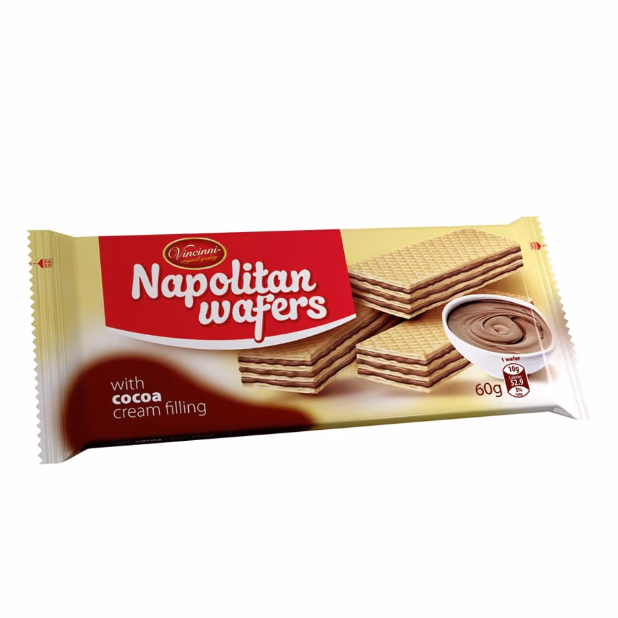 Vincinni Napolitan Wafers With Cocoa Cream 180g