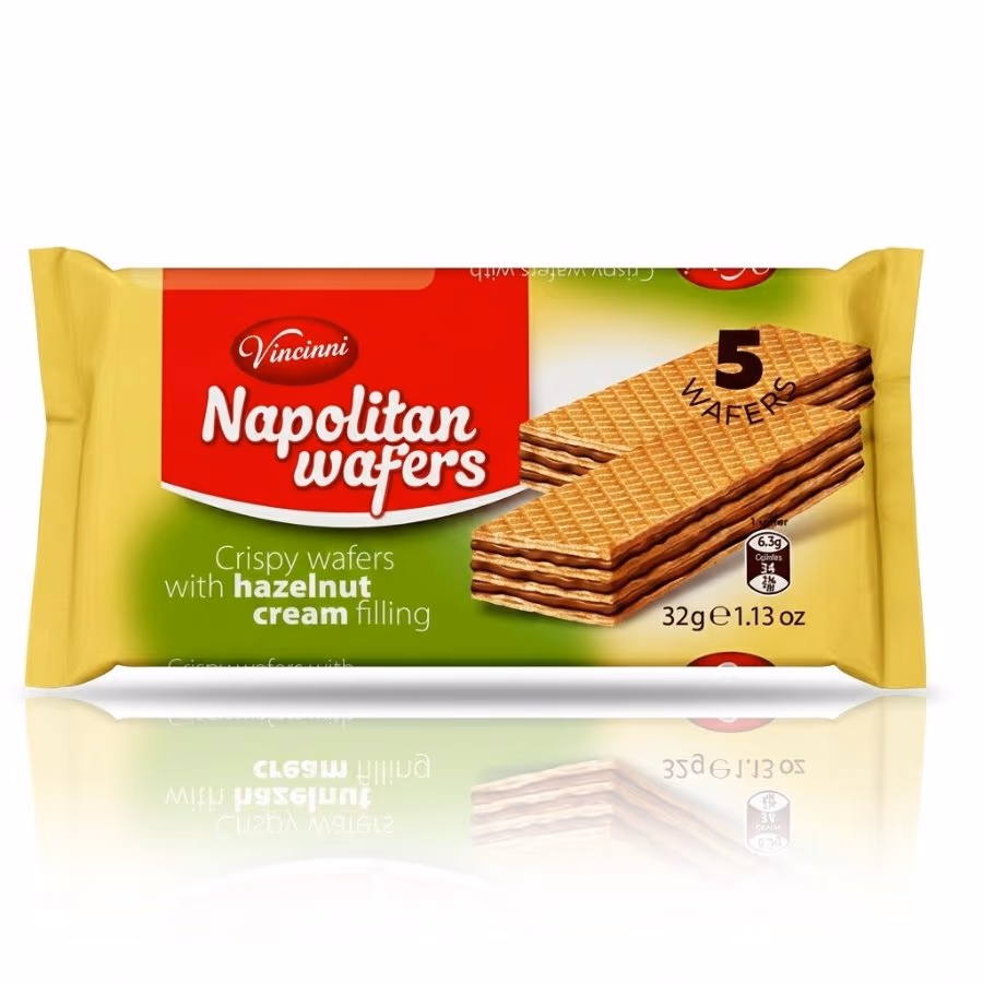 Vincinni Napolitan Wafers With Hazelnut Cream 180g